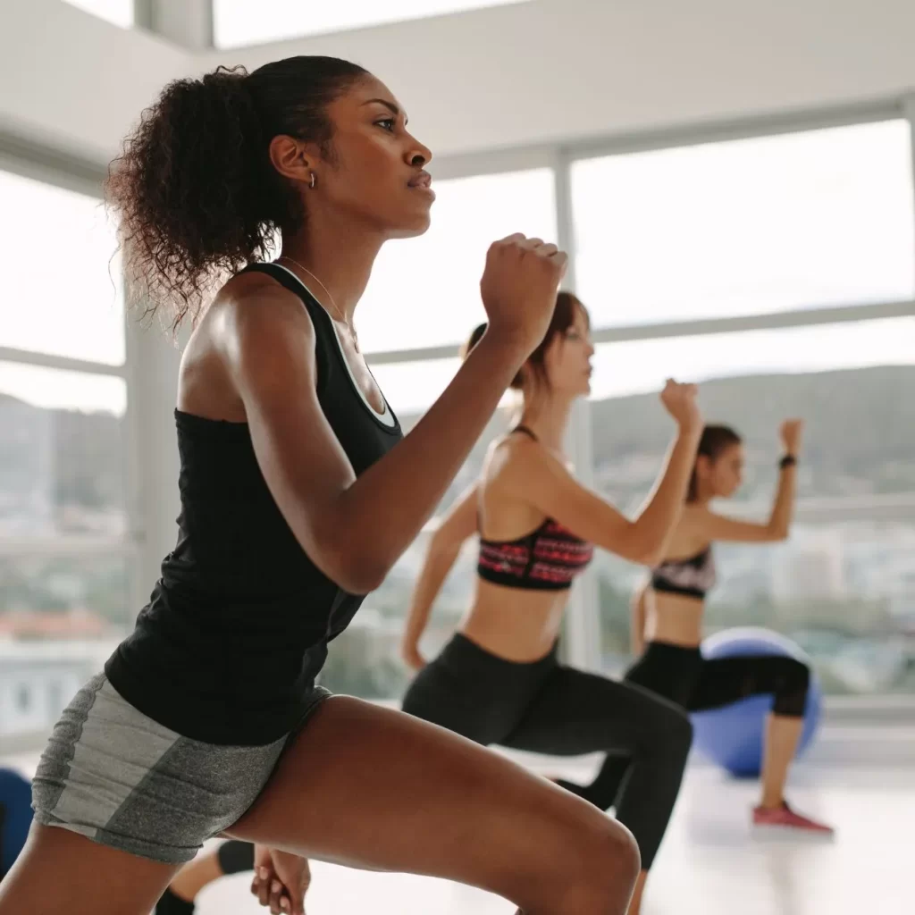 Women exercising together to improve physical health