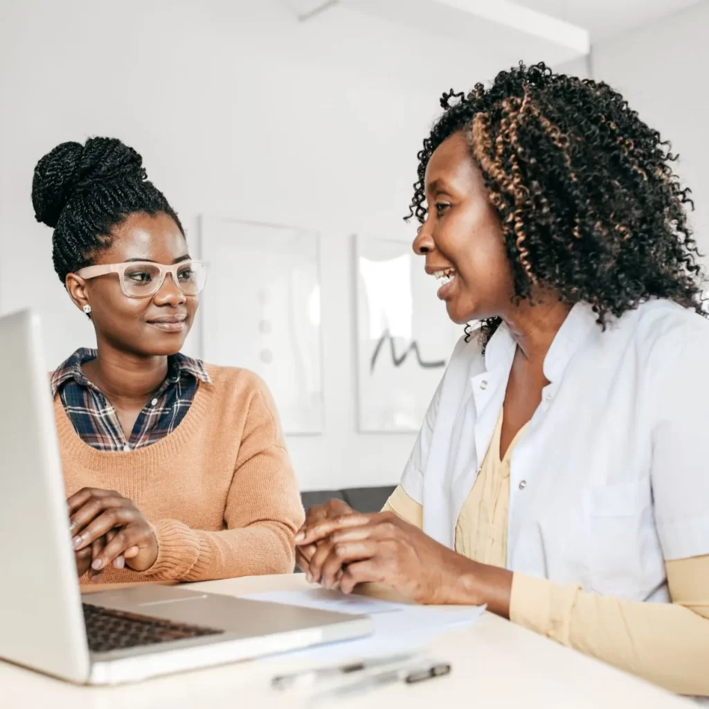 Two women having a rehab consultation