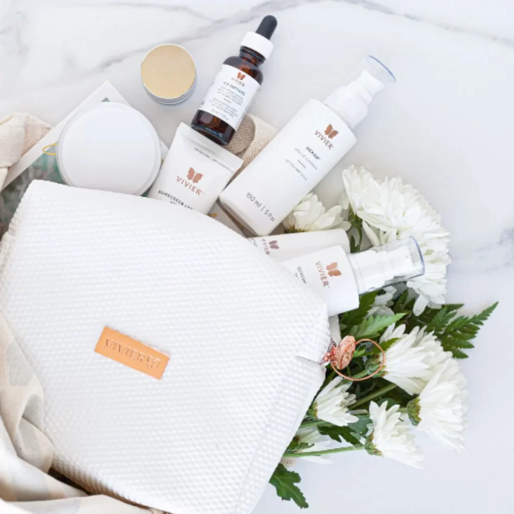 vivier skin care products in cosmetic bag