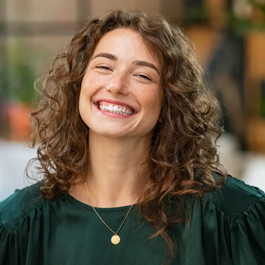 Smiling woman with bright white teeth