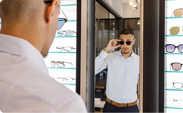 patient at optical showroom in downtown toronto