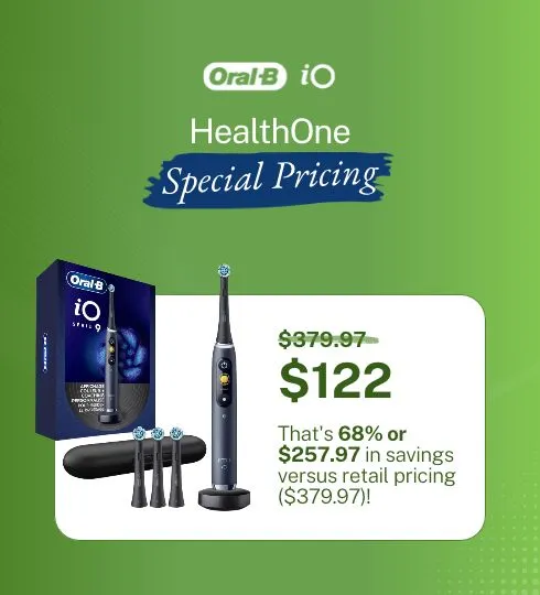 Oral-B iO Series 9 electric toothbrush at exclusive HealthOne best price of $122